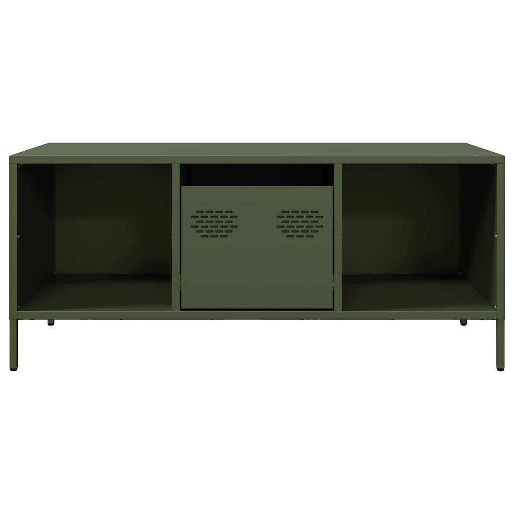 vidaXL Stolik kawowy, oliwkowy, 101,5x50x43,5 cm, stal