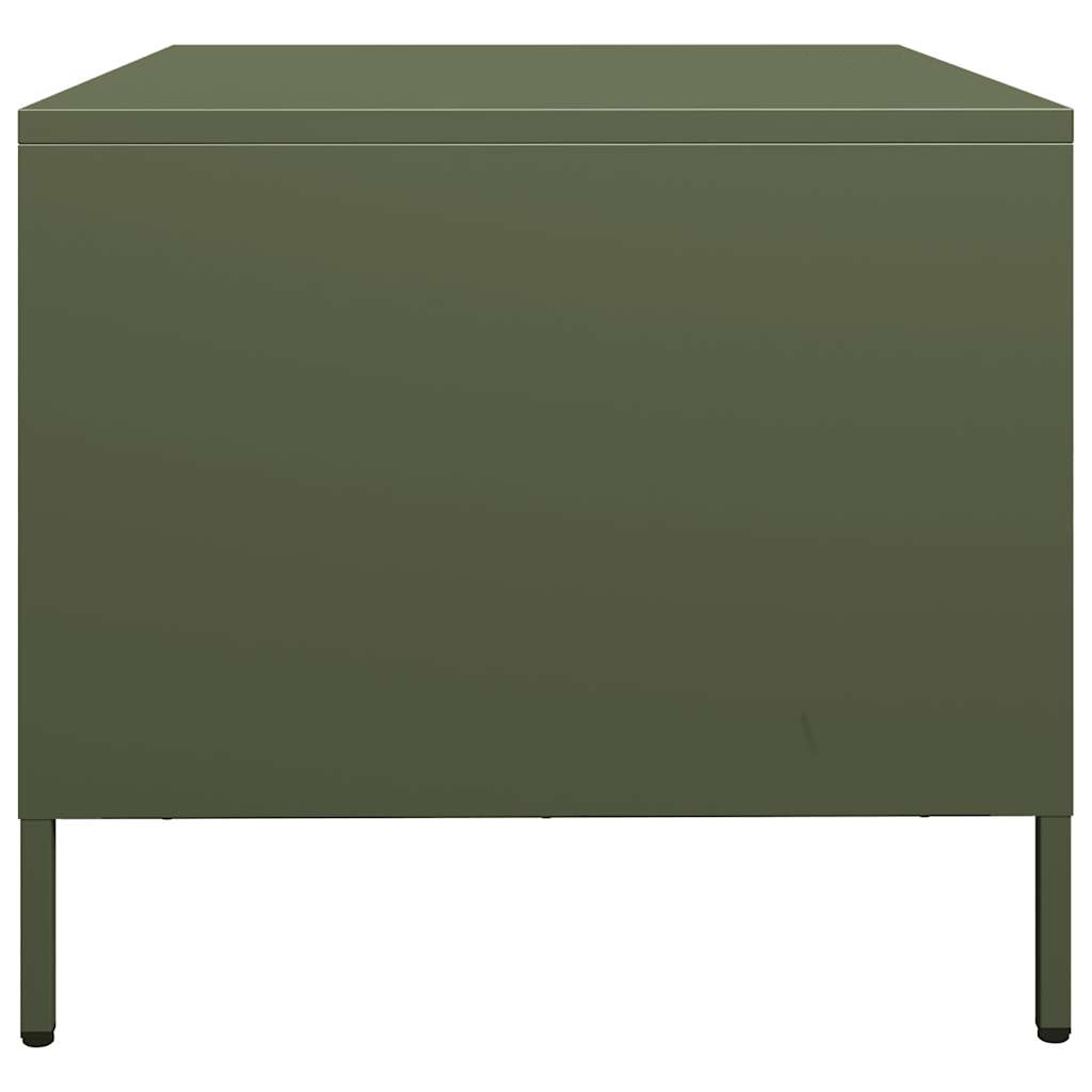 vidaXL Stolik kawowy, oliwkowy, 101,5x50x43,5 cm, stal