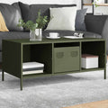 vidaXL Stolik kawowy, oliwkowy, 101,5x50x43,5 cm, stal