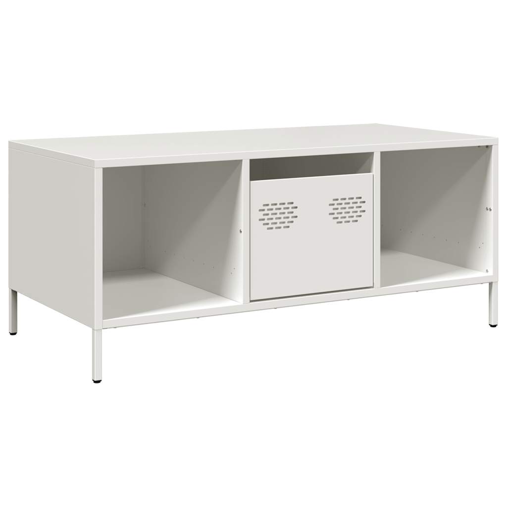 vidaXL Stolik kawowy, biały, 101,5x50x43,5 cm, stal walcowana na zimno