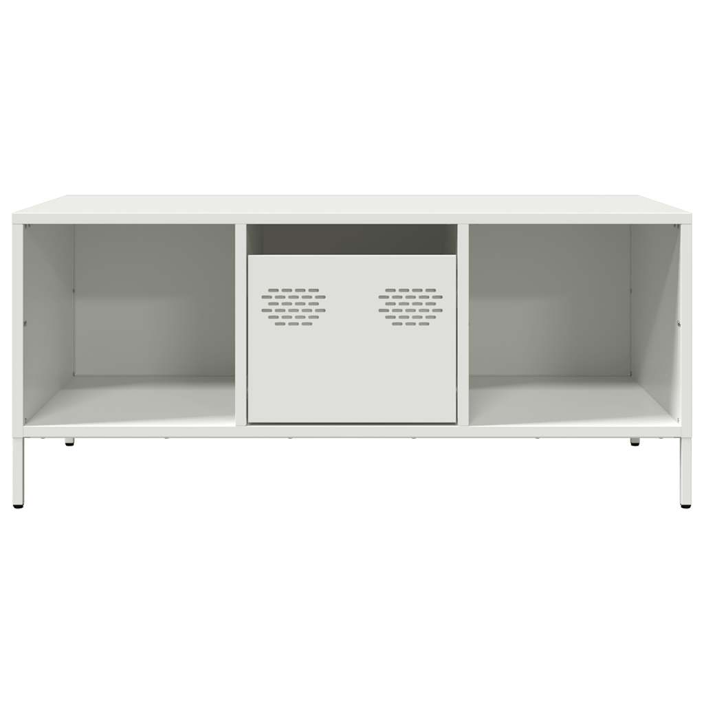 vidaXL Stolik kawowy, biały, 101,5x50x43,5 cm, stal walcowana na zimno