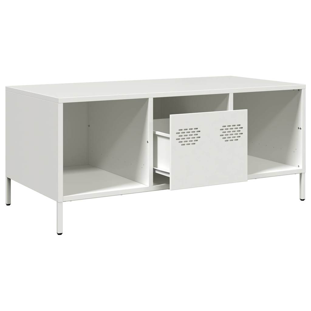 vidaXL Stolik kawowy, biały, 101,5x50x43,5 cm, stal walcowana na zimno
