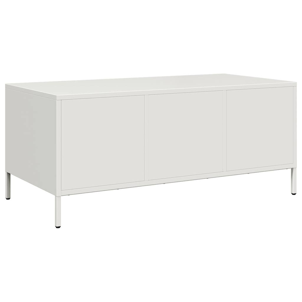 vidaXL Stolik kawowy, biały, 101,5x50x43,5 cm, stal walcowana na zimno