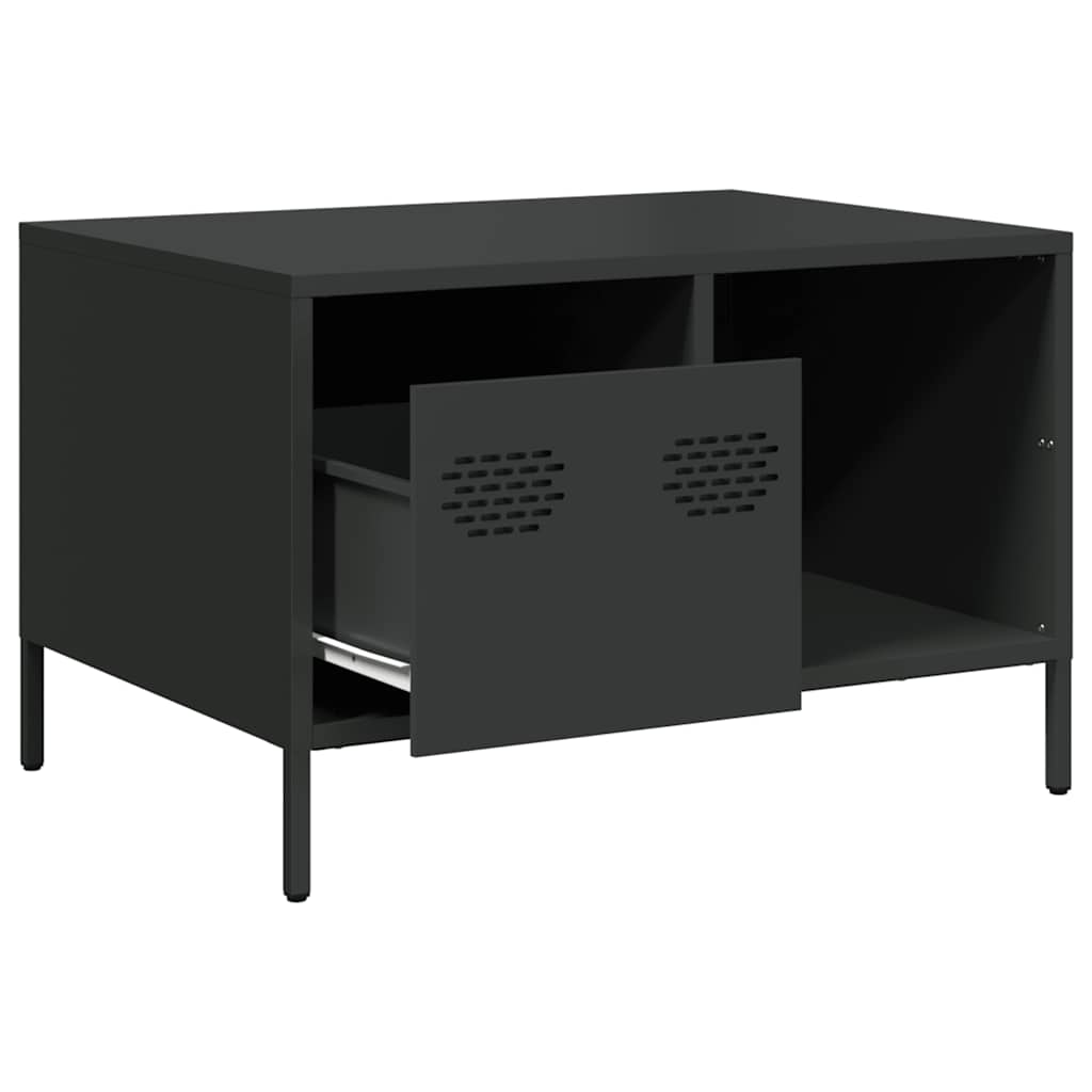vidaXL Stolik kawowy, czarny, 68,5x50x43,5 cm, stal walcowana na zimno