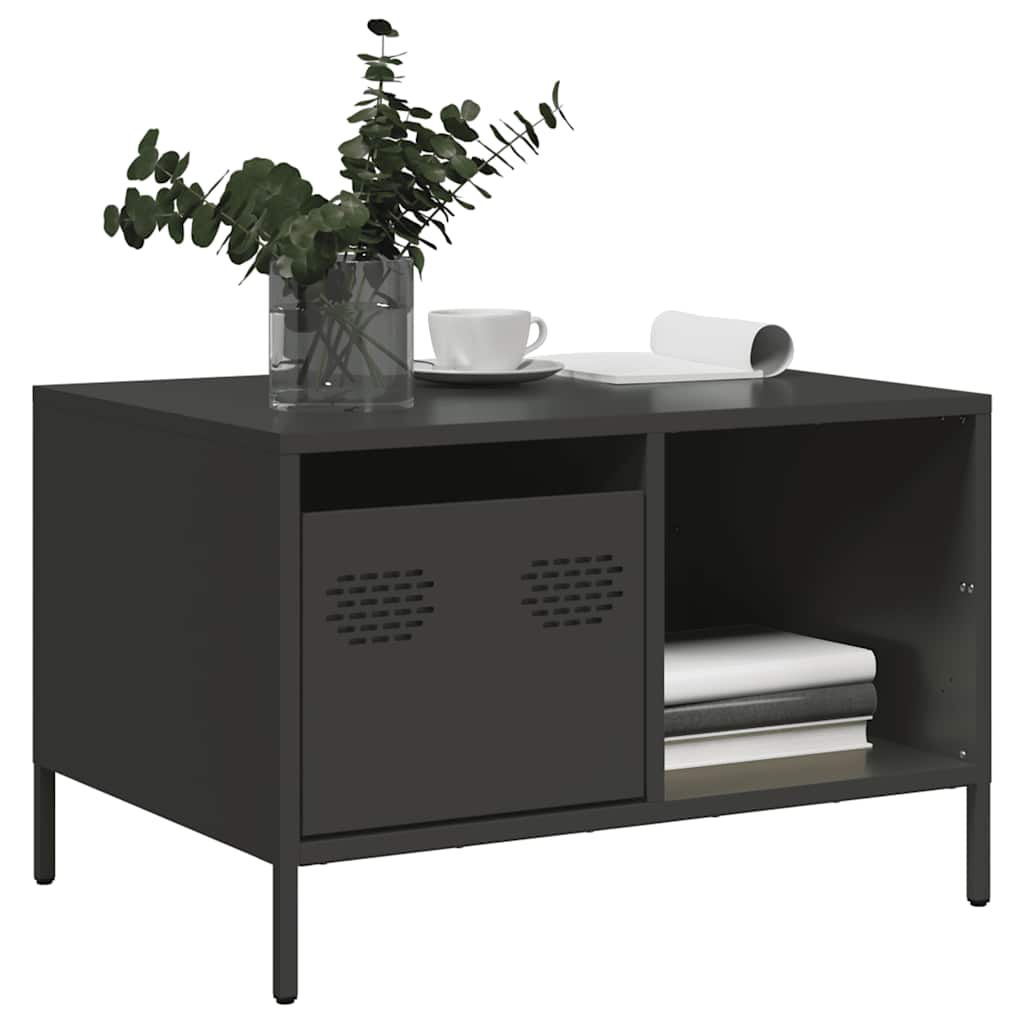 vidaXL Stolik kawowy, czarny, 68,5x50x43,5 cm, stal walcowana na zimno