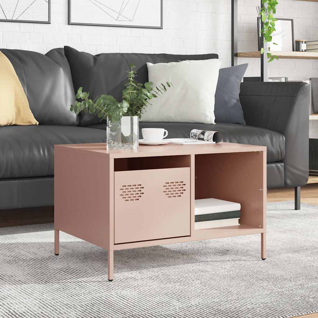 vidaXL Szafka RTV, różowa, 68,5x50x43,5 cm, stal walcowana na zimno