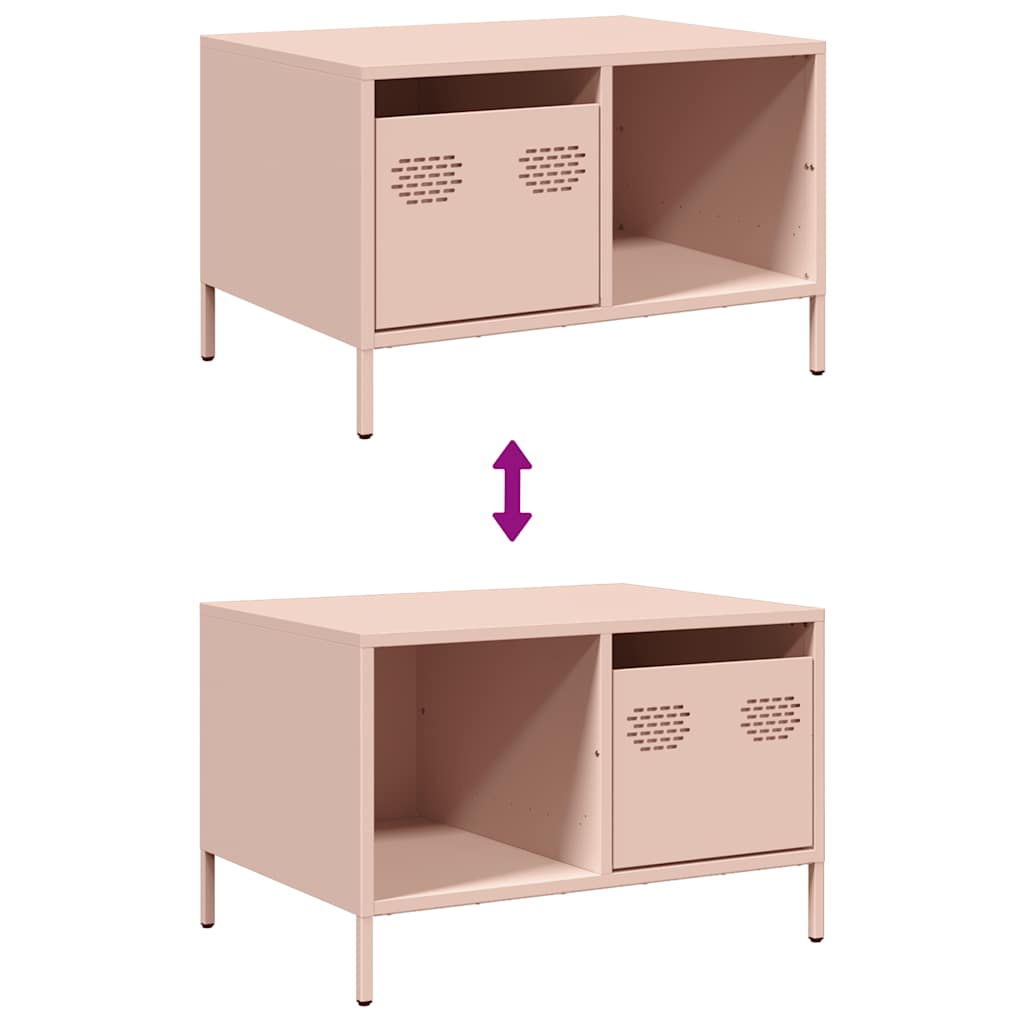 vidaXL Szafka RTV, różowa, 68,5x50x43,5 cm, stal walcowana na zimno