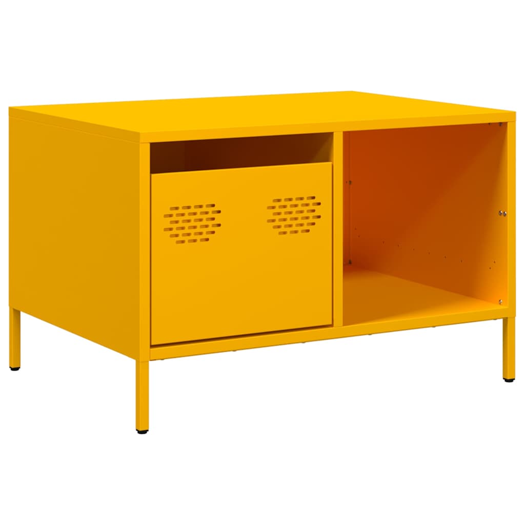 vidaXL Stolik kawowy musztarda 68,5x50x43,5 cm stal walcowana na zimno