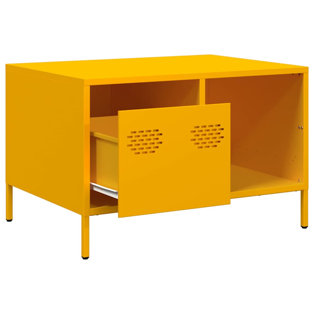 vidaXL Stolik kawowy musztarda 68,5x50x43,5 cm stal walcowana na zimno