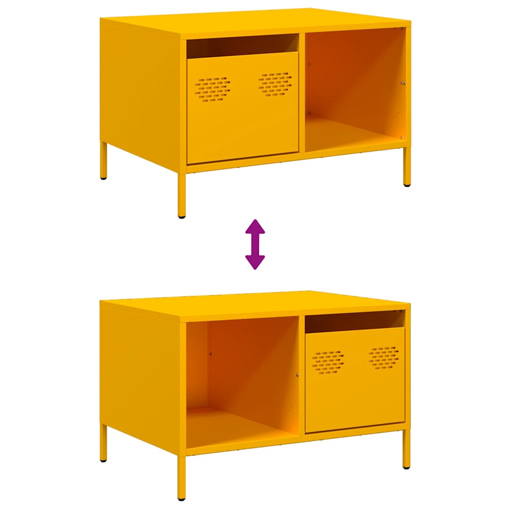 vidaXL Stolik kawowy musztarda 68,5x50x43,5 cm stal walcowana na zimno