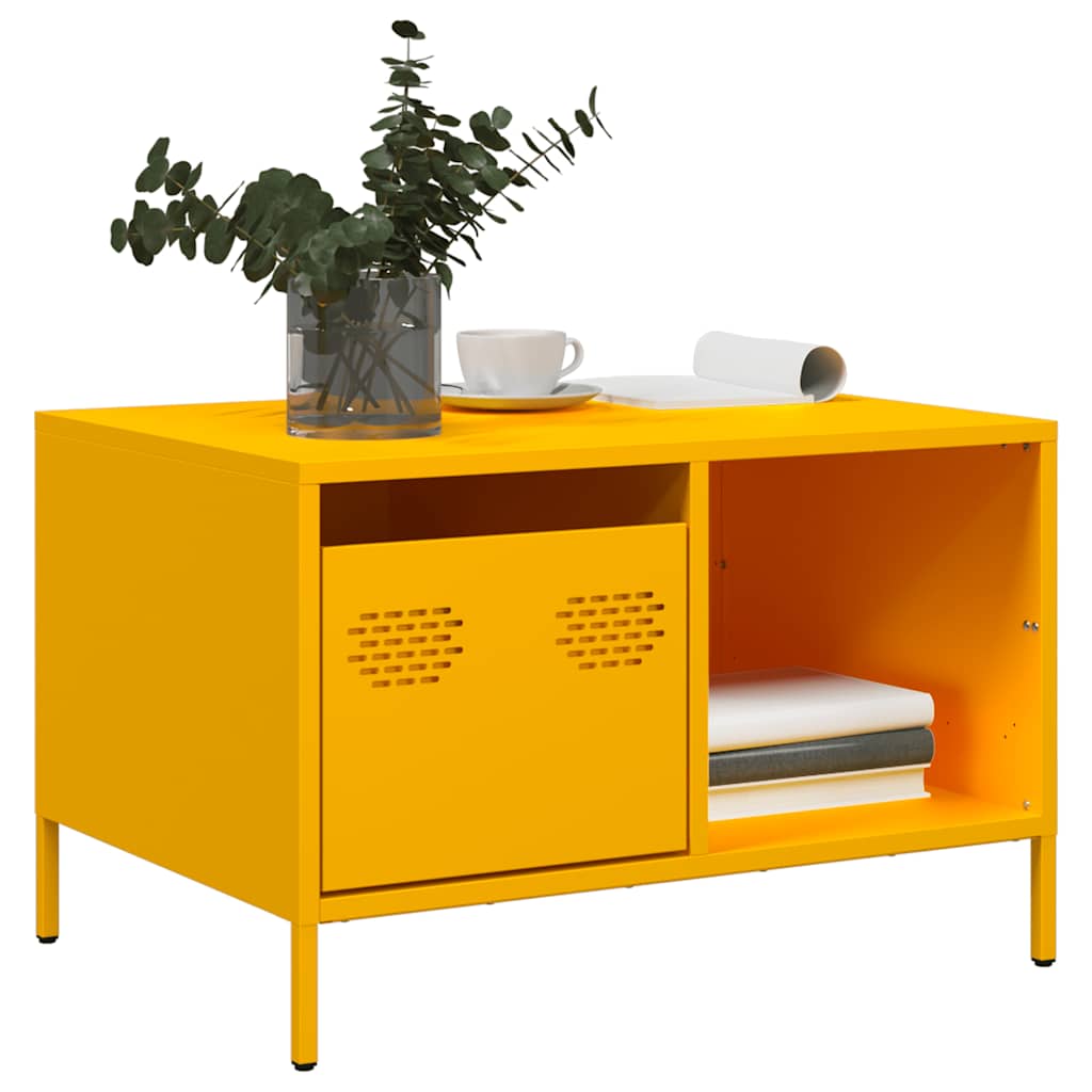 vidaXL Stolik kawowy musztarda 68,5x50x43,5 cm stal walcowana na zimno