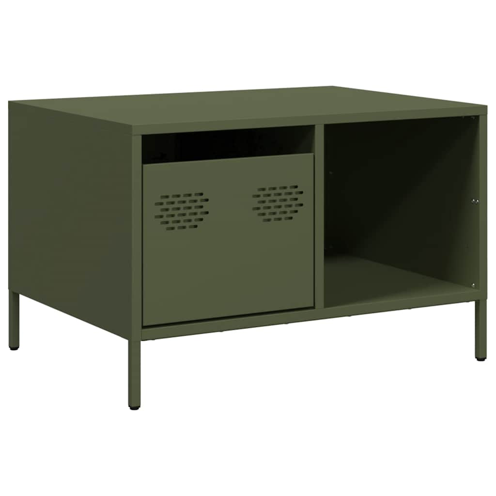 vidaXL Stolik kawowy oliwkowy 68,5x50x43,5 cm stal walcowana na zimno