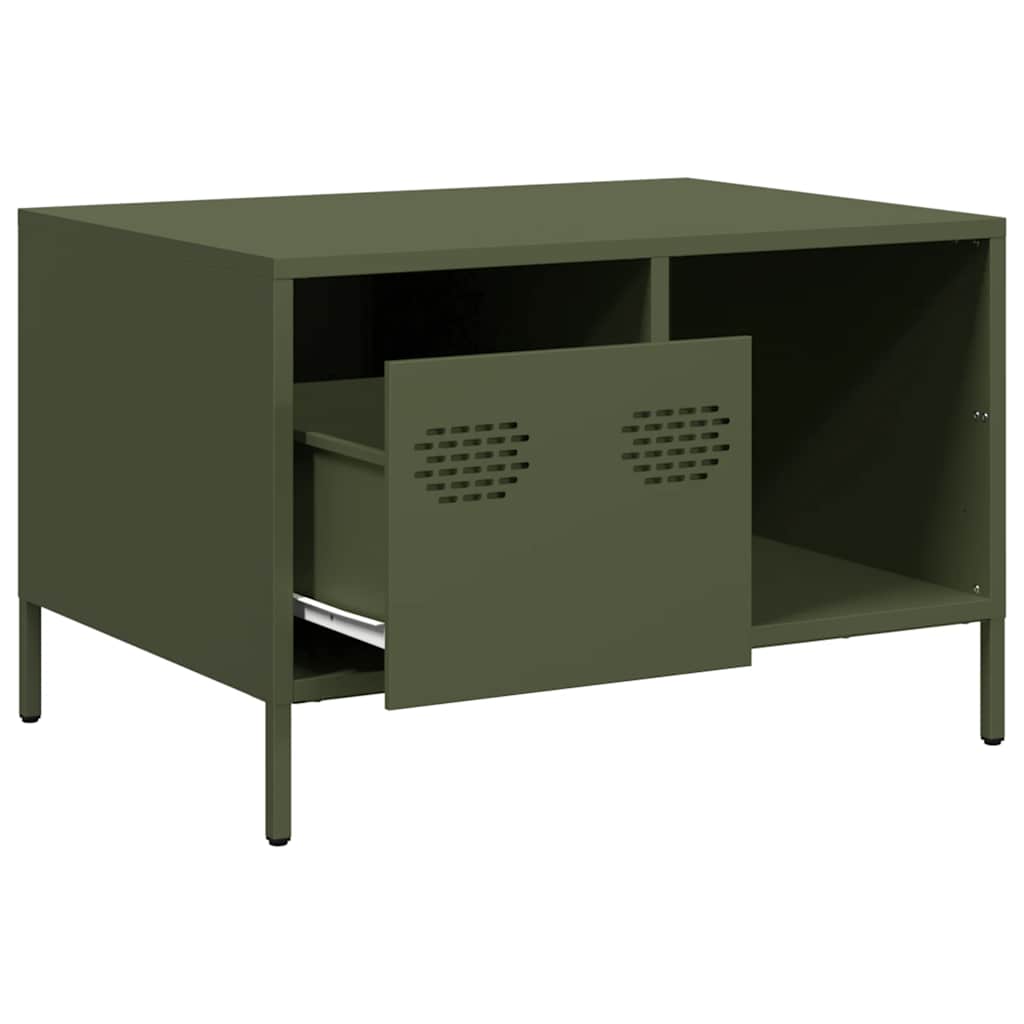 vidaXL Stolik kawowy oliwkowy 68,5x50x43,5 cm stal walcowana na zimno
