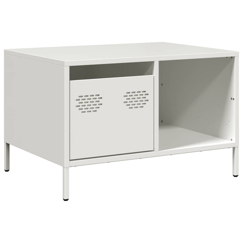 vidaXL Stolik kawowy, biały, 68,5x50x43,5 cm, stal walcowana na zimno