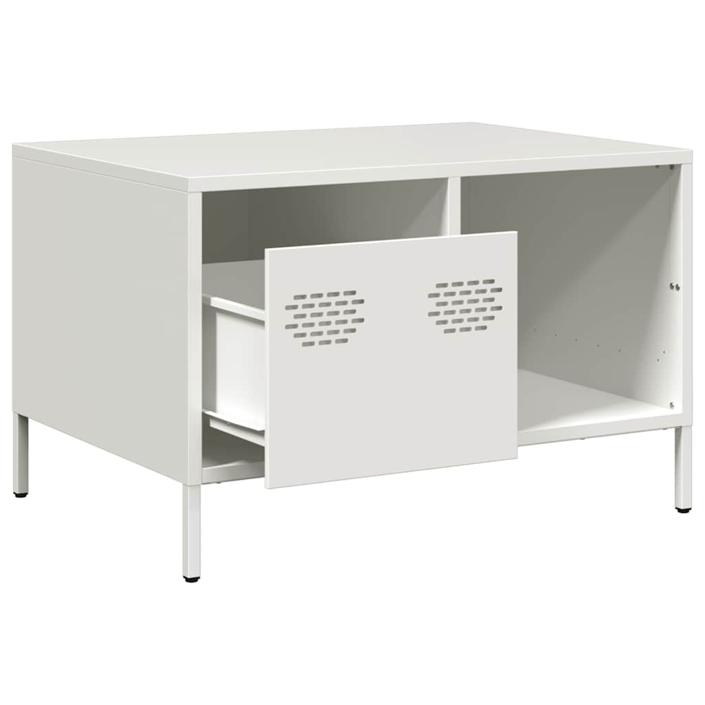 vidaXL Stolik kawowy, biały, 68,5x50x43,5 cm, stal walcowana na zimno