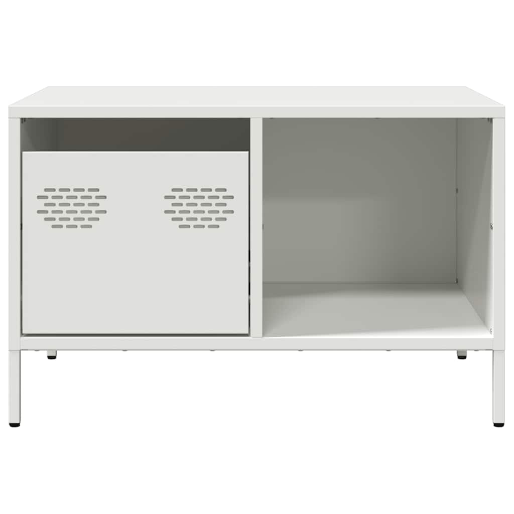 vidaXL Stolik kawowy, biały, 68,5x50x43,5 cm, stal walcowana na zimno