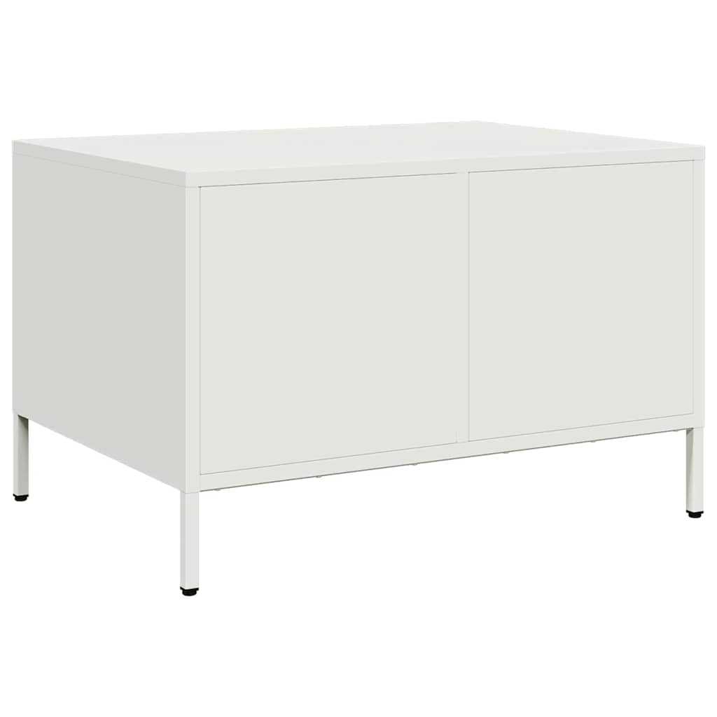 vidaXL Stolik kawowy, biały, 68,5x50x43,5 cm, stal walcowana na zimno