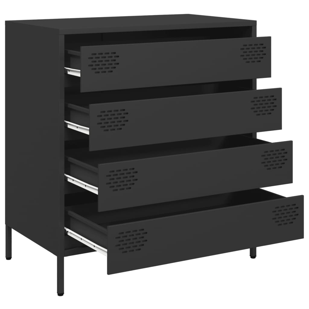 vidaXL Szafka, czarna, 68x39x73,5 cm, stal walcowana na zimno
