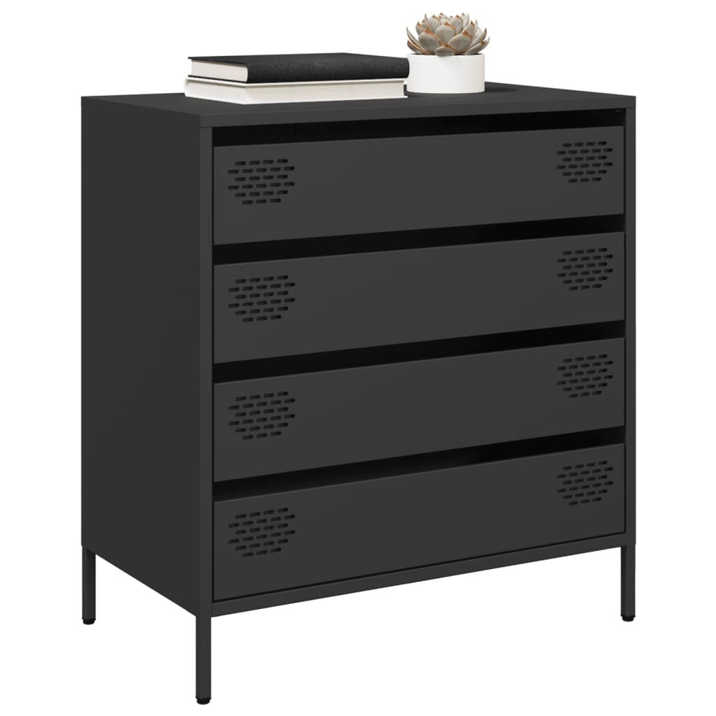 vidaXL Szafka, czarna, 68x39x73,5 cm, stal walcowana na zimno