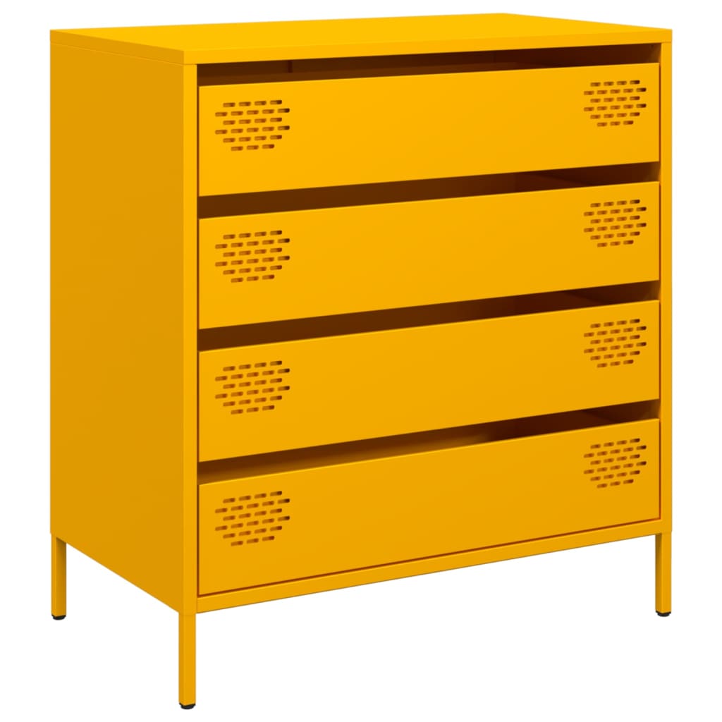 vidaXL Szafka, musztardowa, 68x39x73,5 cm, stal walcowana na zimno