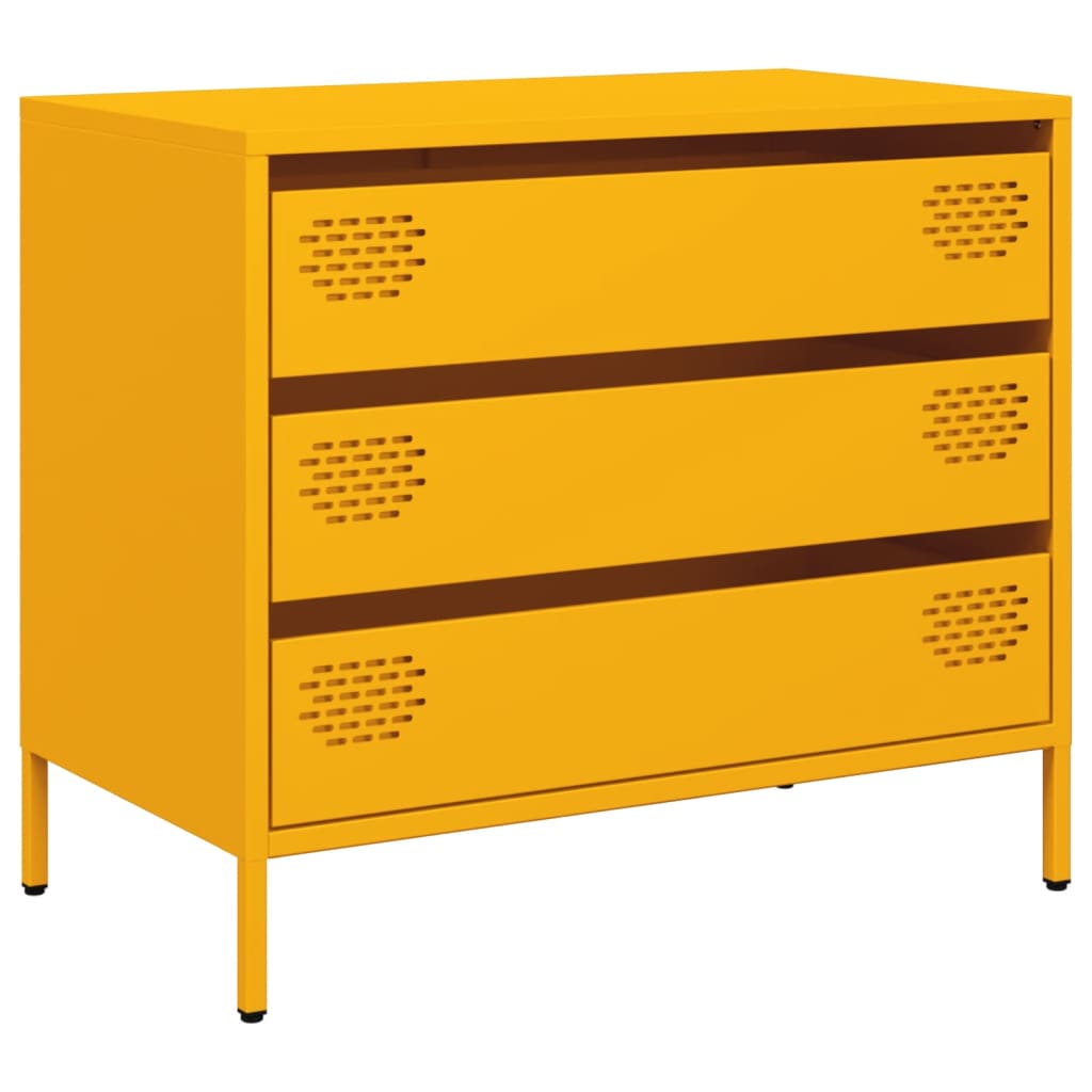 vidaXL Szafka, musztardowa, 68x39x58,5 cm, stal walcowana na zimno