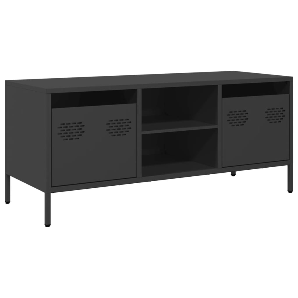 vidaXL Szafka RTV, czarna, 101,5x39x43,5 cm, stal walcowana na zimno