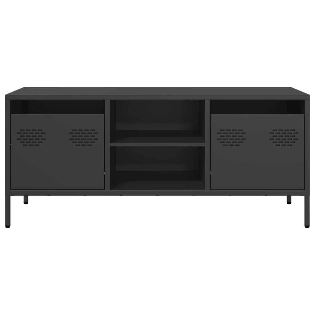 vidaXL Szafka RTV, czarna, 101,5x39x43,5 cm, stal walcowana na zimno