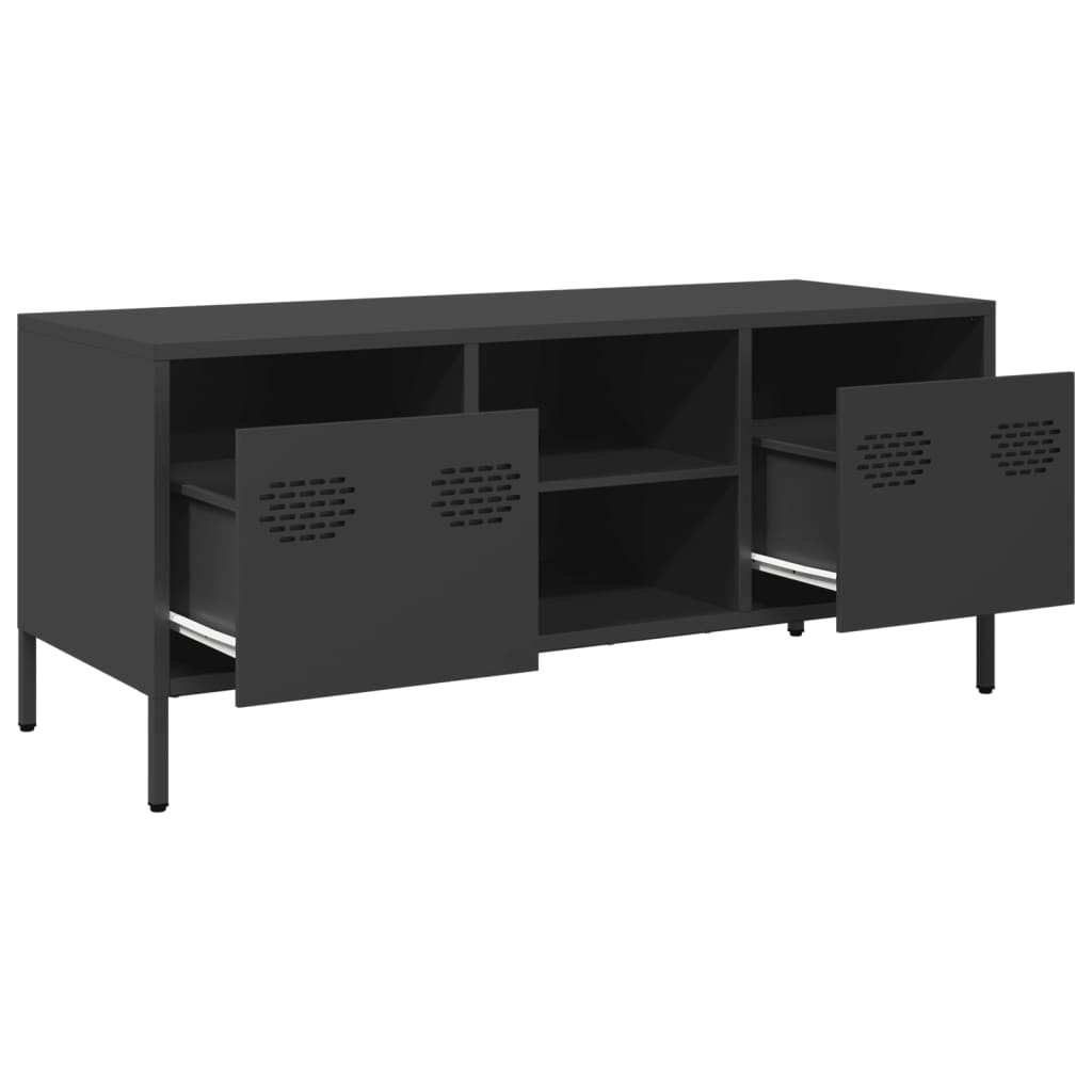 vidaXL Szafka RTV, czarna, 101,5x39x43,5 cm, stal walcowana na zimno