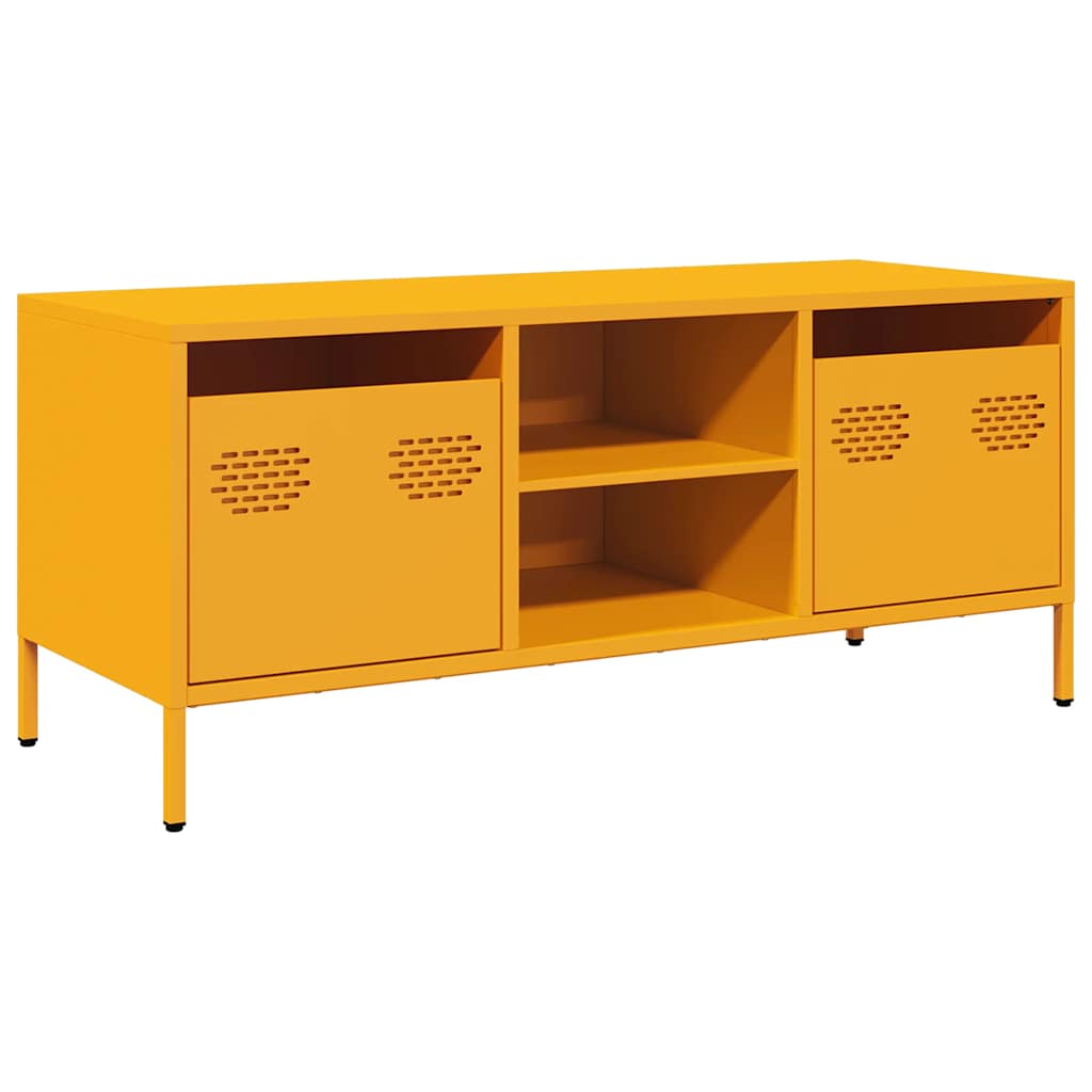 vidaXL Szafka RTV, żółta, 101,5x39x43,5 cm, stal walcowana na zimno
