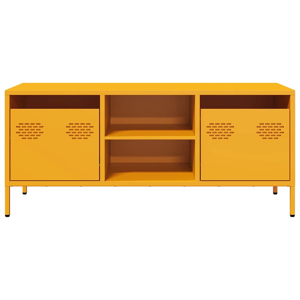 vidaXL Szafka RTV, żółta, 101,5x39x43,5 cm, stal walcowana na zimno