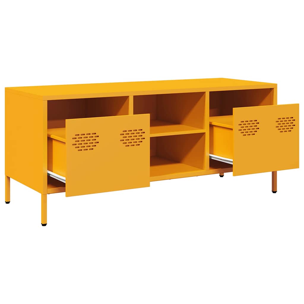 vidaXL Szafka RTV, żółta, 101,5x39x43,5 cm, stal walcowana na zimno