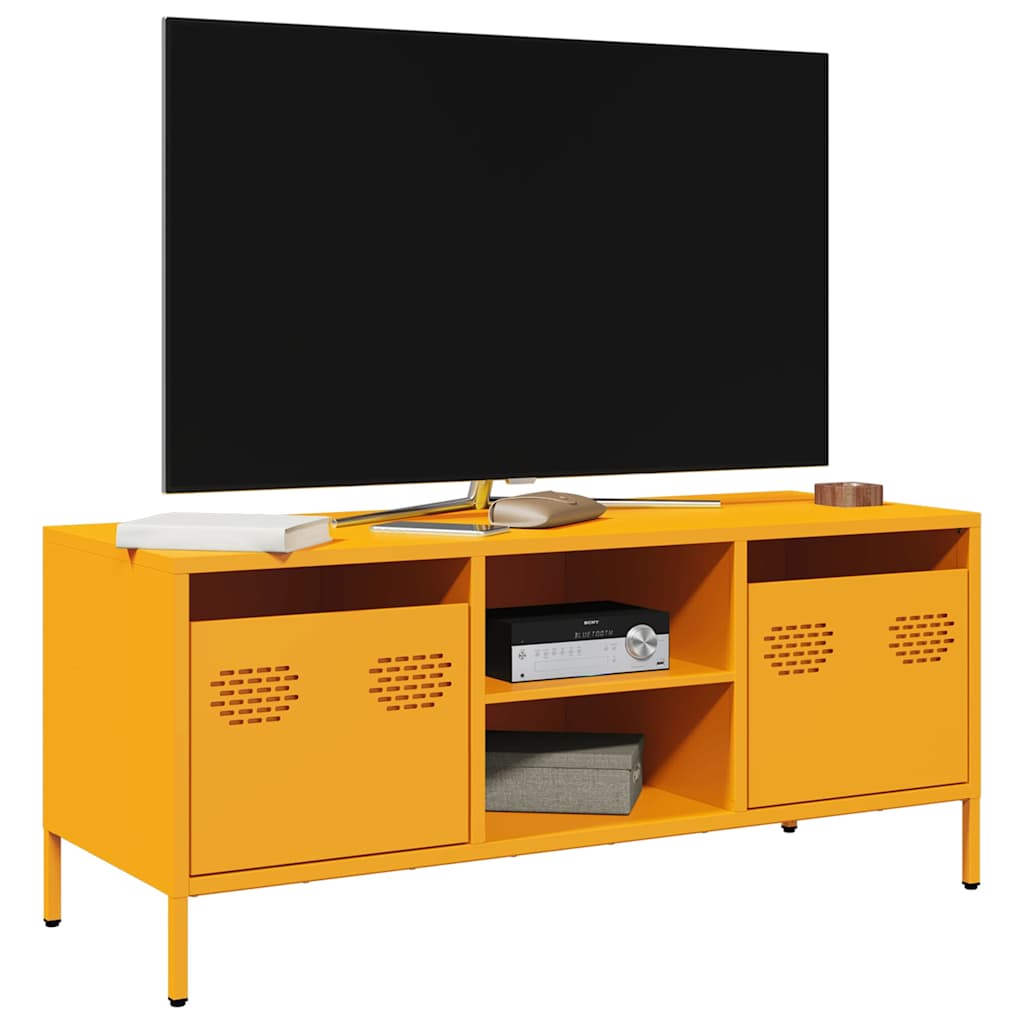vidaXL Szafka RTV, żółta, 101,5x39x43,5 cm, stal walcowana na zimno