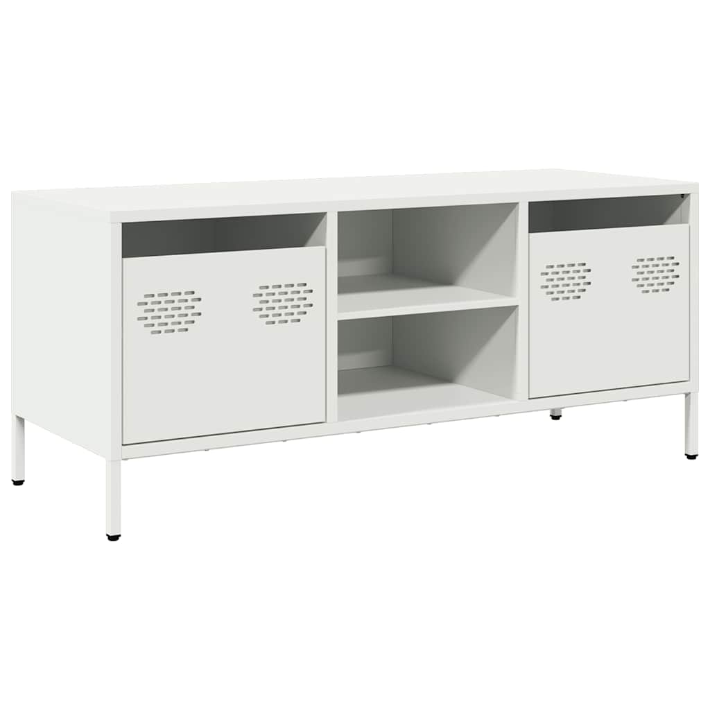 vidaXL Szafka RTV, biała, 101,5x39x43,5 cm, stal walcowana na zimno