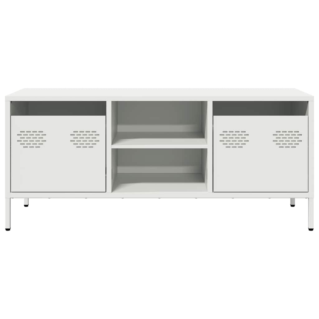 vidaXL Szafka RTV, biała, 101,5x39x43,5 cm, stal walcowana na zimno