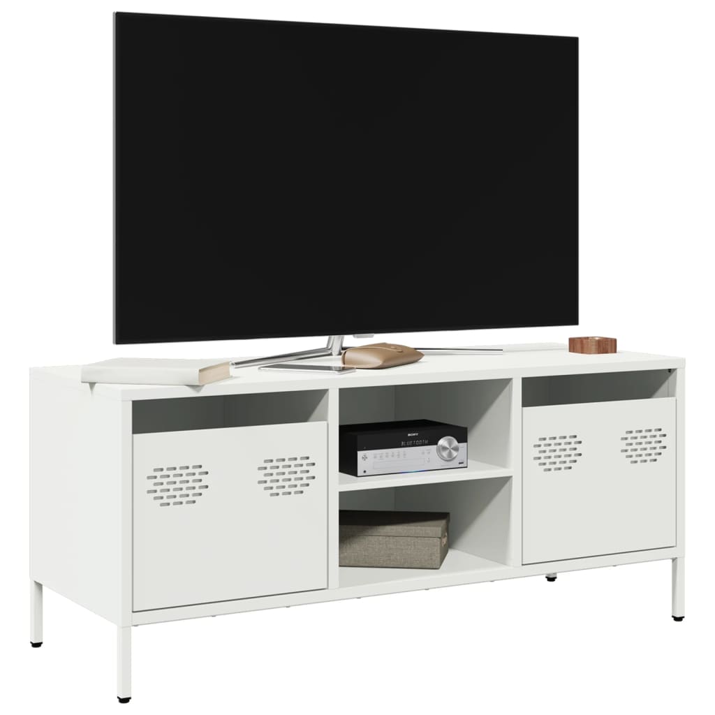 vidaXL Szafka RTV, biała, 101,5x39x43,5 cm, stal walcowana na zimno