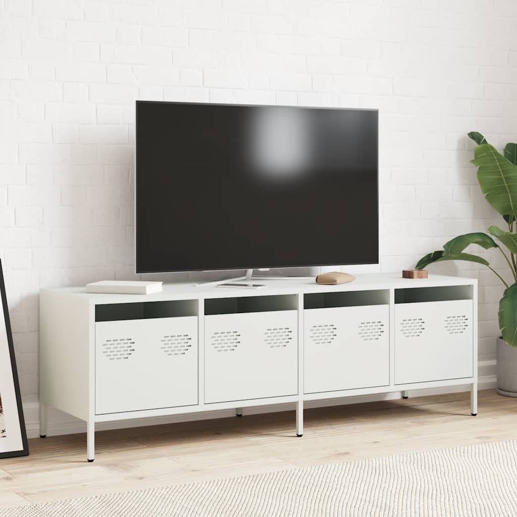 vidaXL Szafka RTV, biała, 135x39x43,5 cm, stal walcowana na zimno