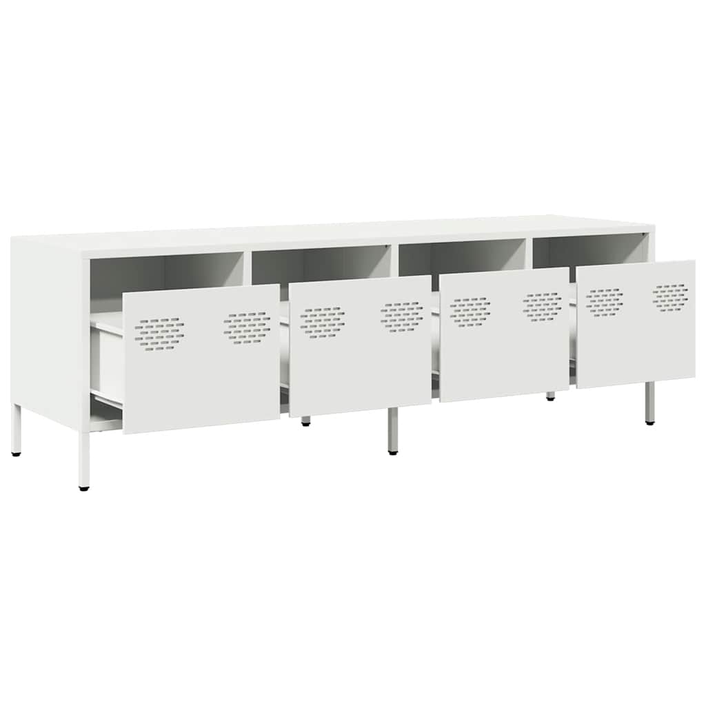 vidaXL Szafka RTV, biała, 135x39x43,5 cm, stal walcowana na zimno