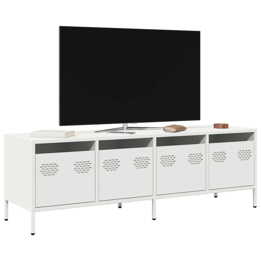 vidaXL Szafka RTV, biała, 135x39x43,5 cm, stal walcowana na zimno