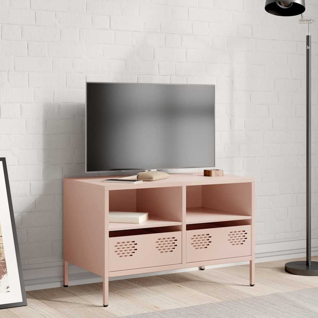 vidaXL Szafka RTV, różowa, 68x39x43,5 cm, stal walcowana na zimno