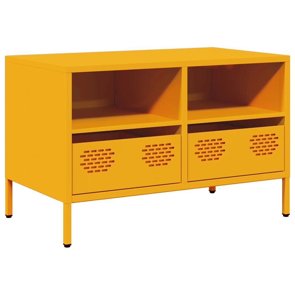 vidaXL Szafka RTV, musztardowa, 68x39x43,5 cm, stal walcowana na zimno