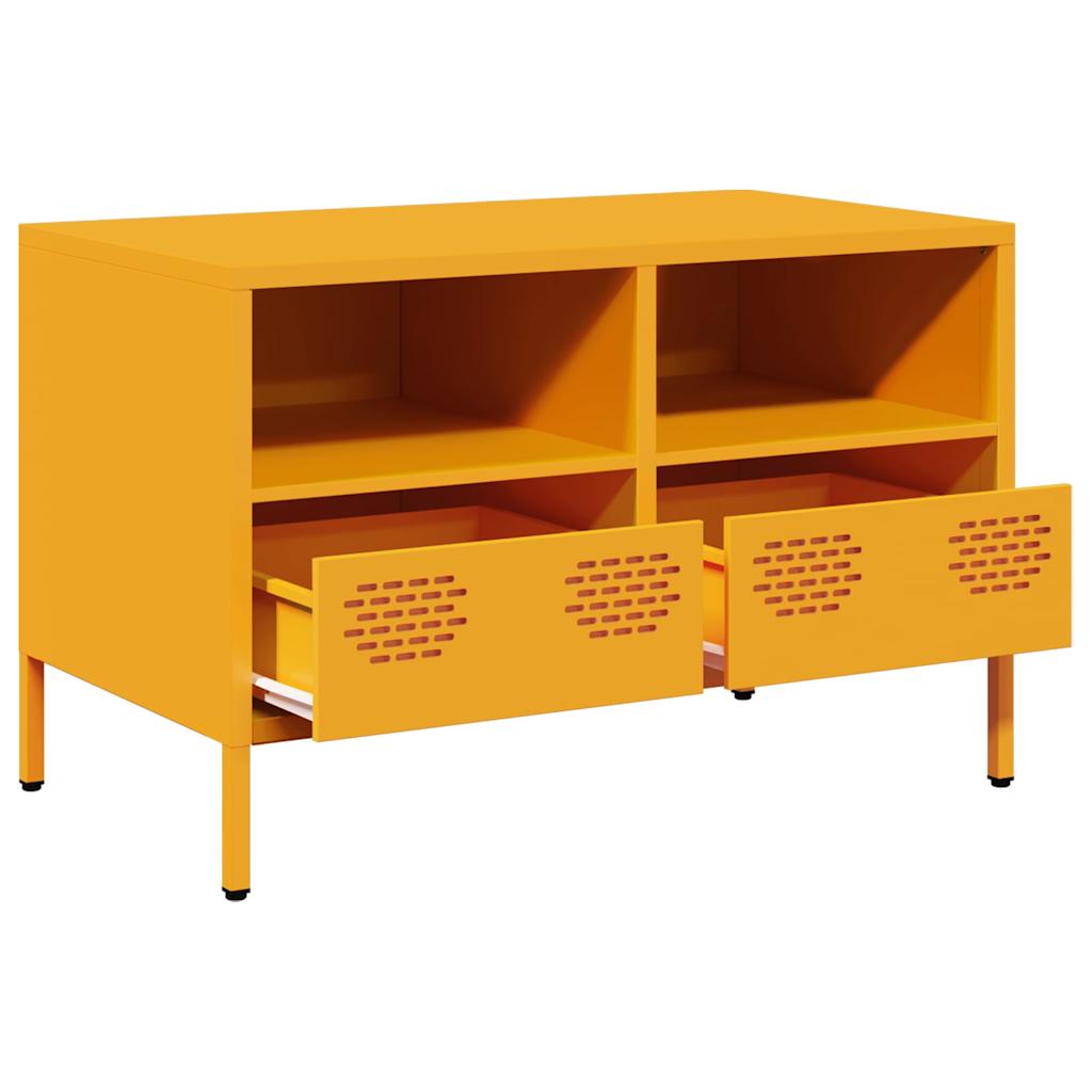 vidaXL Szafka RTV, musztardowa, 68x39x43,5 cm, stal walcowana na zimno