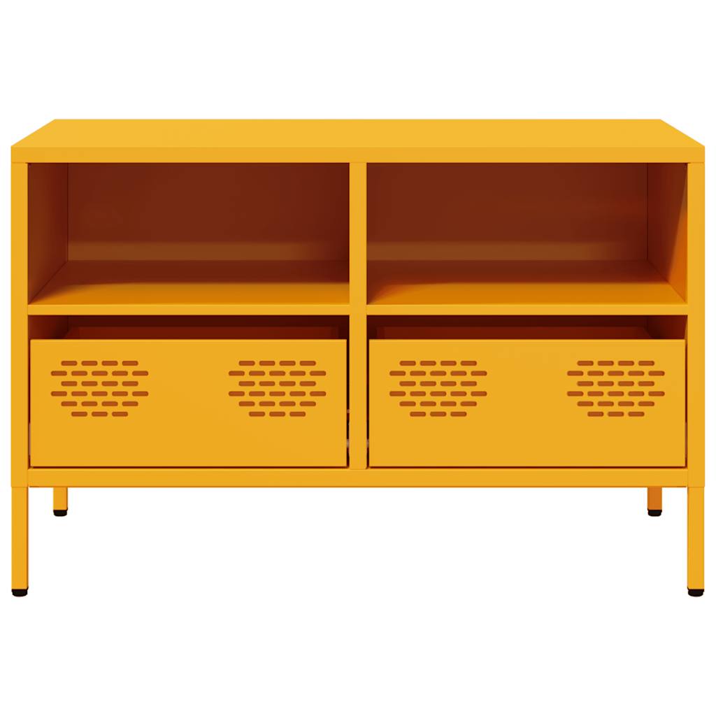 vidaXL Szafka RTV, musztardowa, 68x39x43,5 cm, stal walcowana na zimno