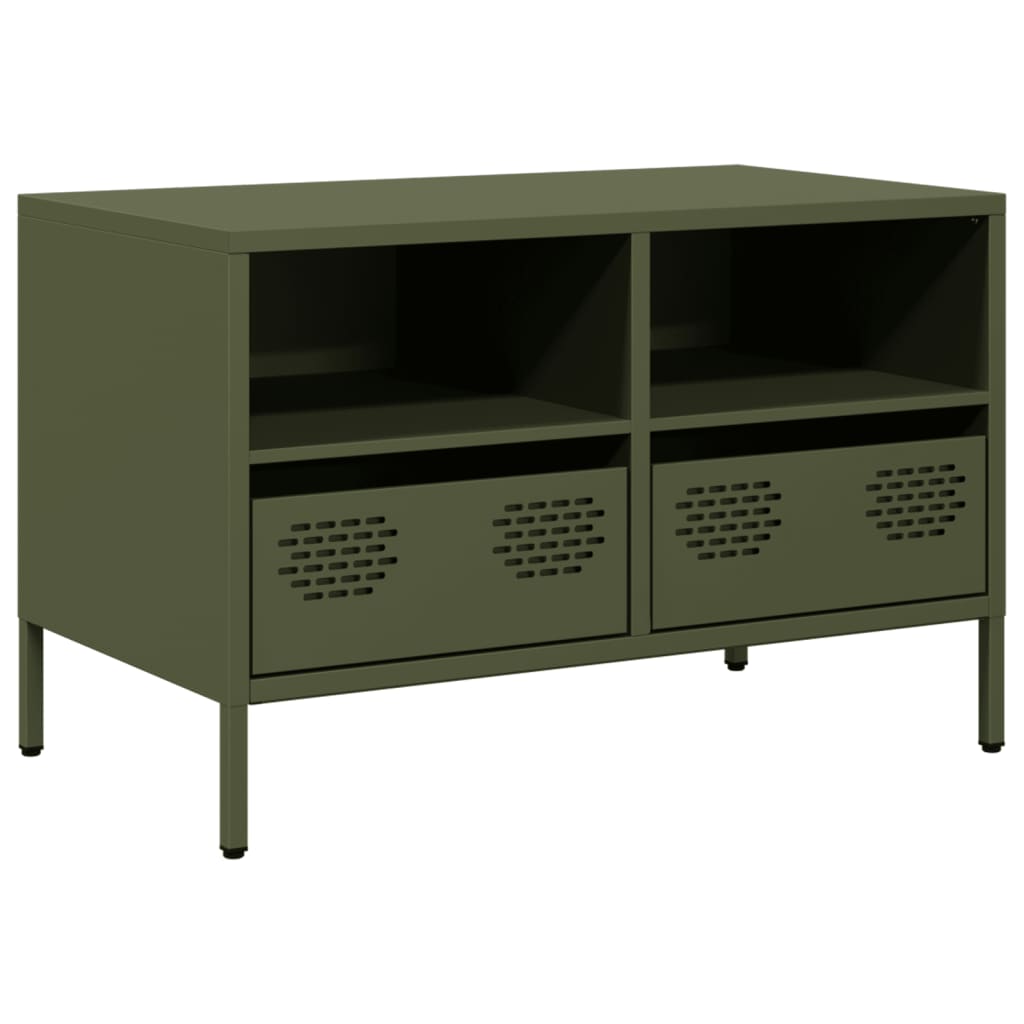 vidaXL Szafka RTV, oliwkowa, 68x39x43,5 cm, stal walcowana na zimno