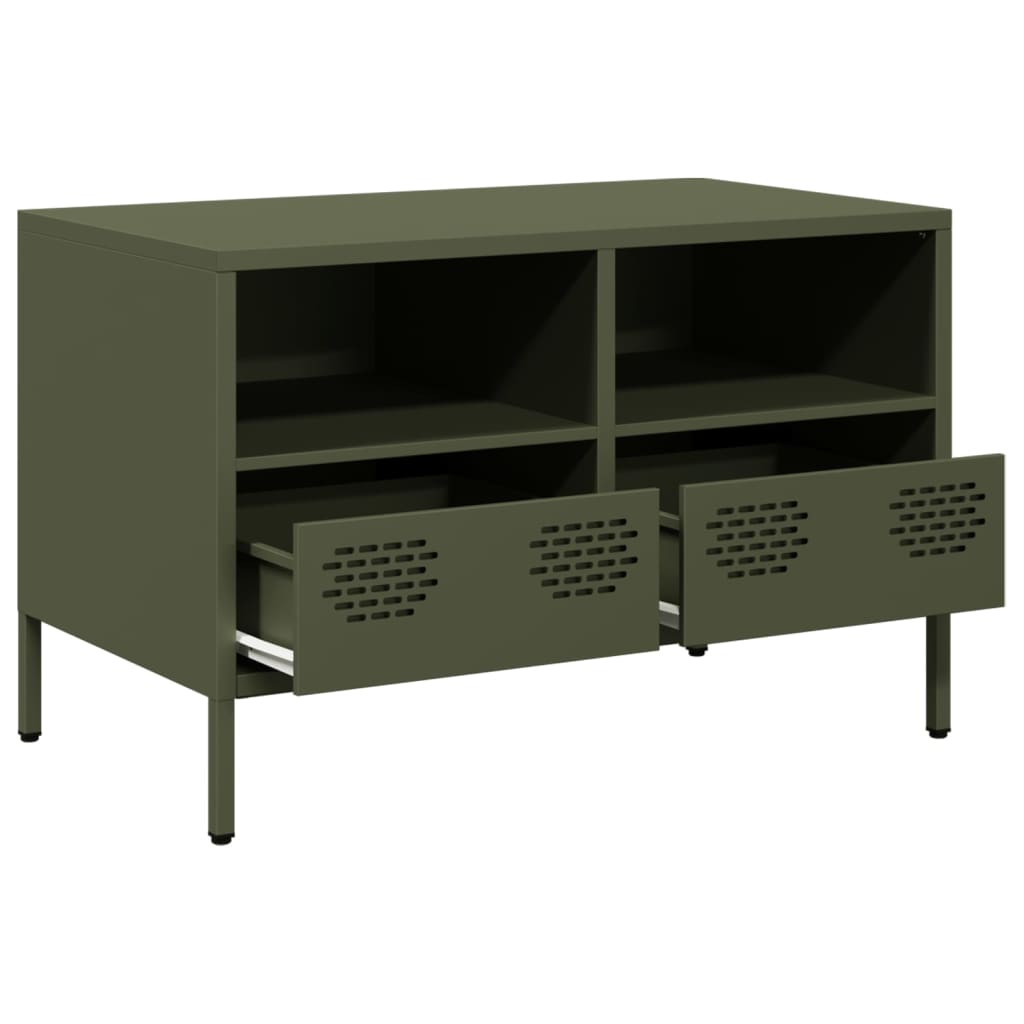 vidaXL Szafka RTV, oliwkowa, 68x39x43,5 cm, stal walcowana na zimno
