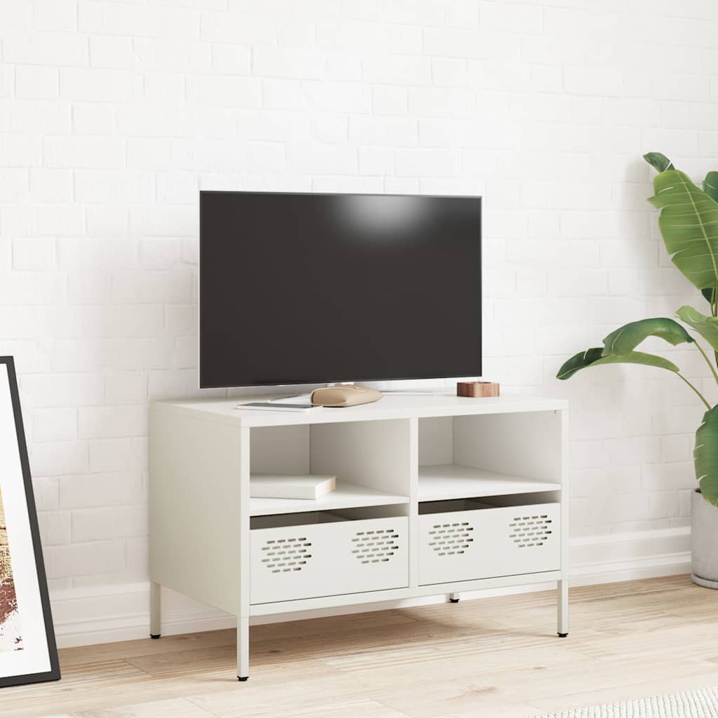 vidaXL Szafka RTV, biała, 68x39x43,5 cm, stal walcowana na zimno