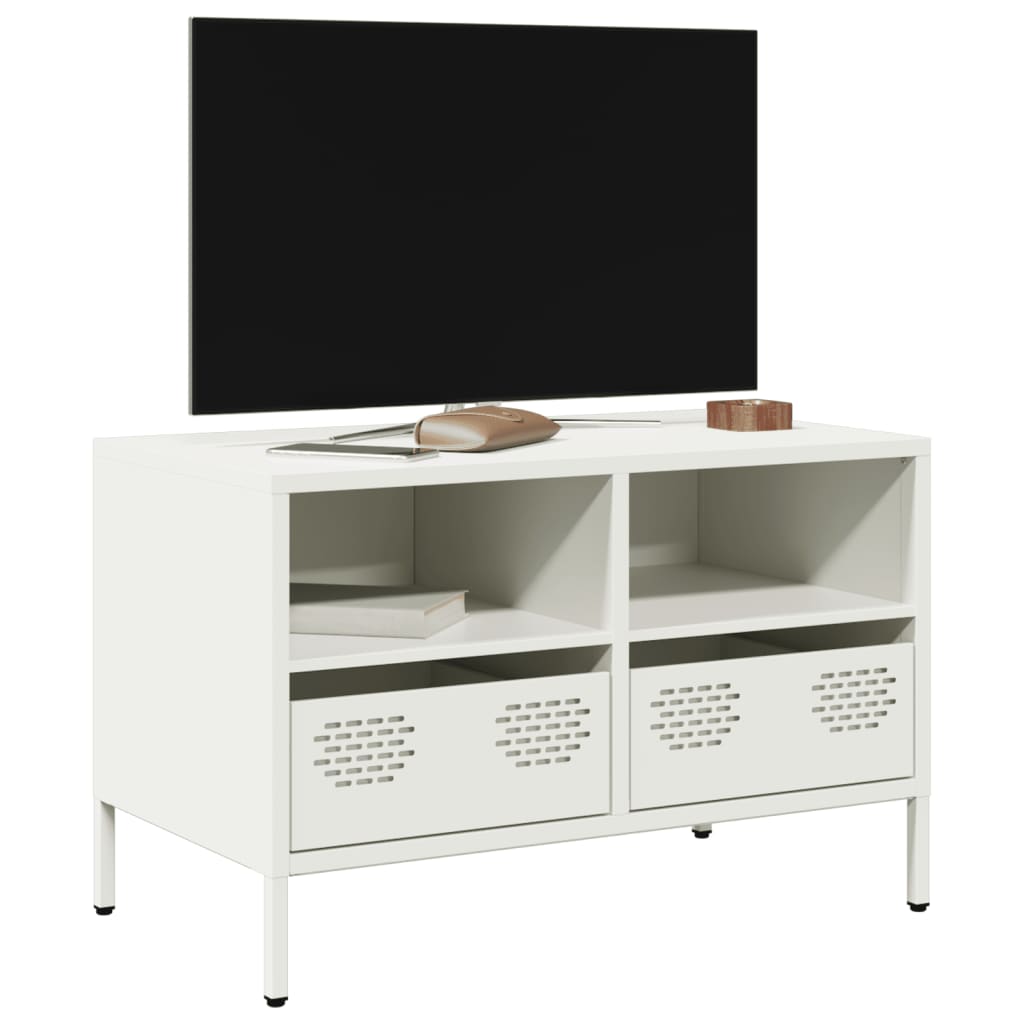 vidaXL Szafka RTV, biała, 68x39x43,5 cm, stal walcowana na zimno
