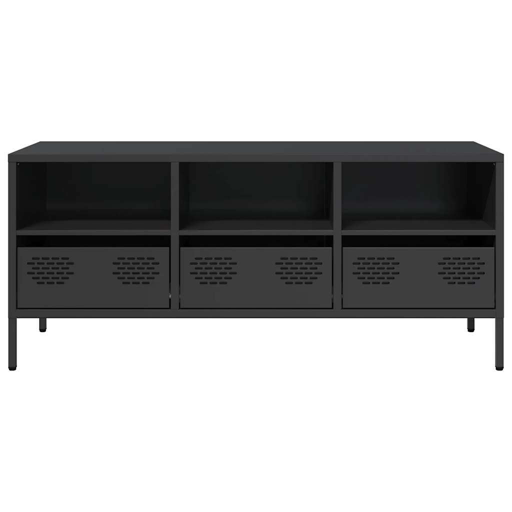 vidaXL Szafka RTV, czarna, 101,5x39x43,5 cm, stal walcowana na zimno