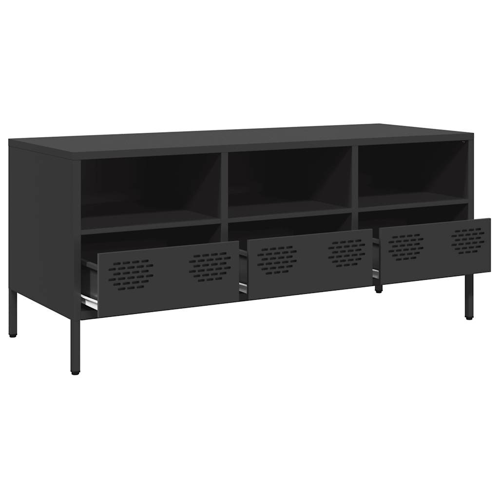 vidaXL Szafka RTV, czarna, 101,5x39x43,5 cm, stal walcowana na zimno