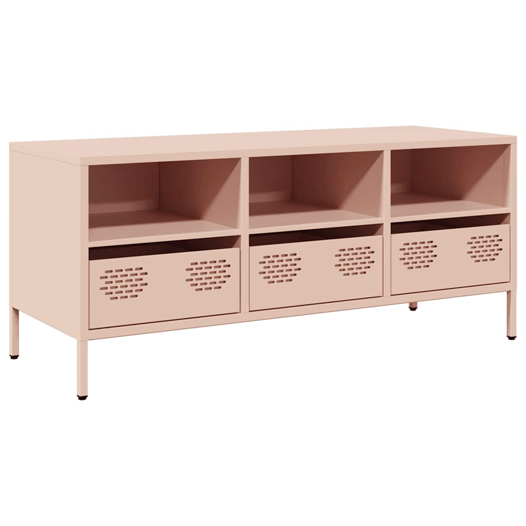 vidaXL Szafka RTV, różowa, 101,5x39x43,5 cm, stal walcowana na zimno