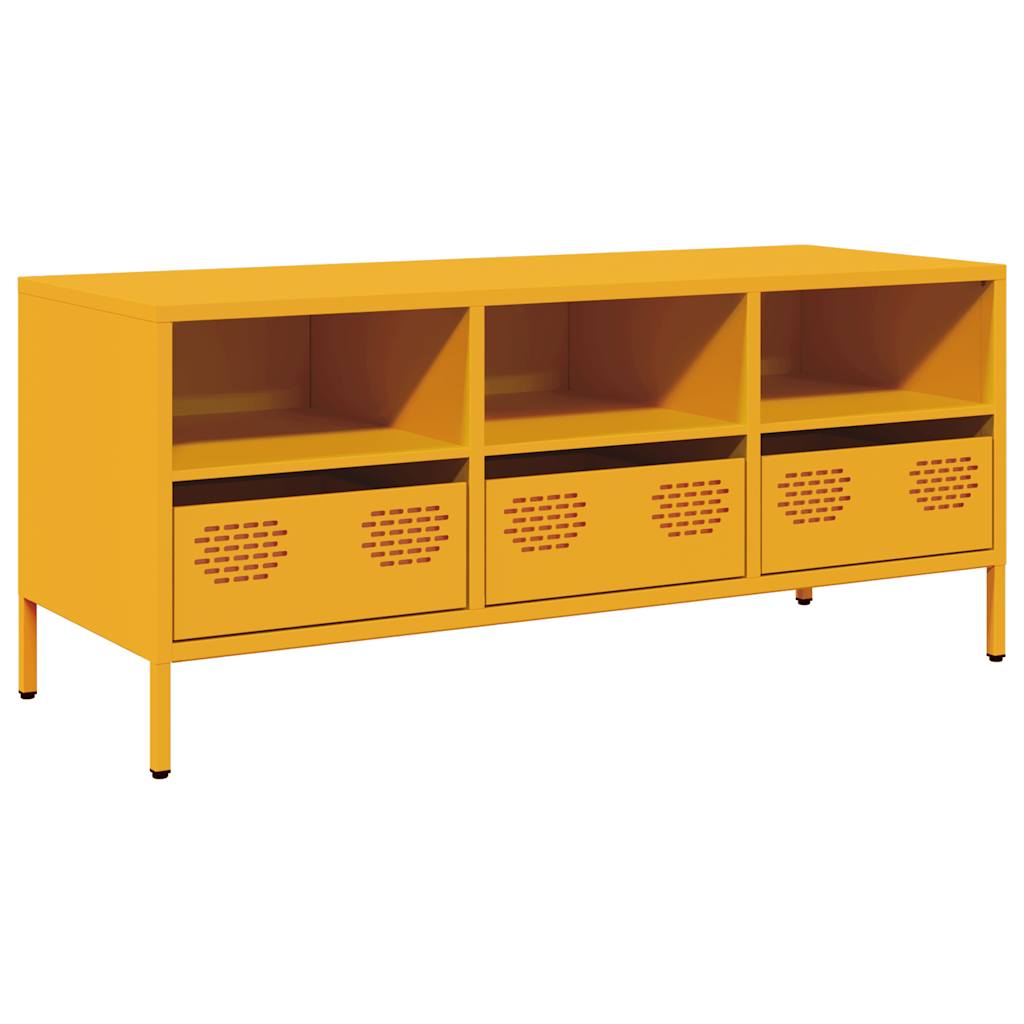 vidaXL Szafka RTV, żółta, 101,5x39x43,5 cm, stal walcowana na zimno